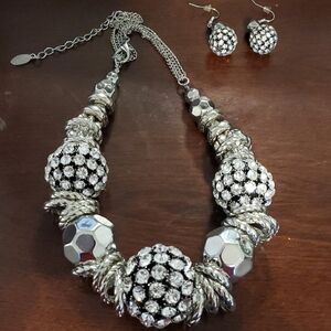 Elegant Silver and Black Faux Diamond Jewelry Set